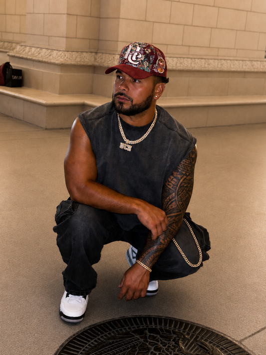 HYCHIEF Burgundy Corduroy Tapestry Trucker Snapback