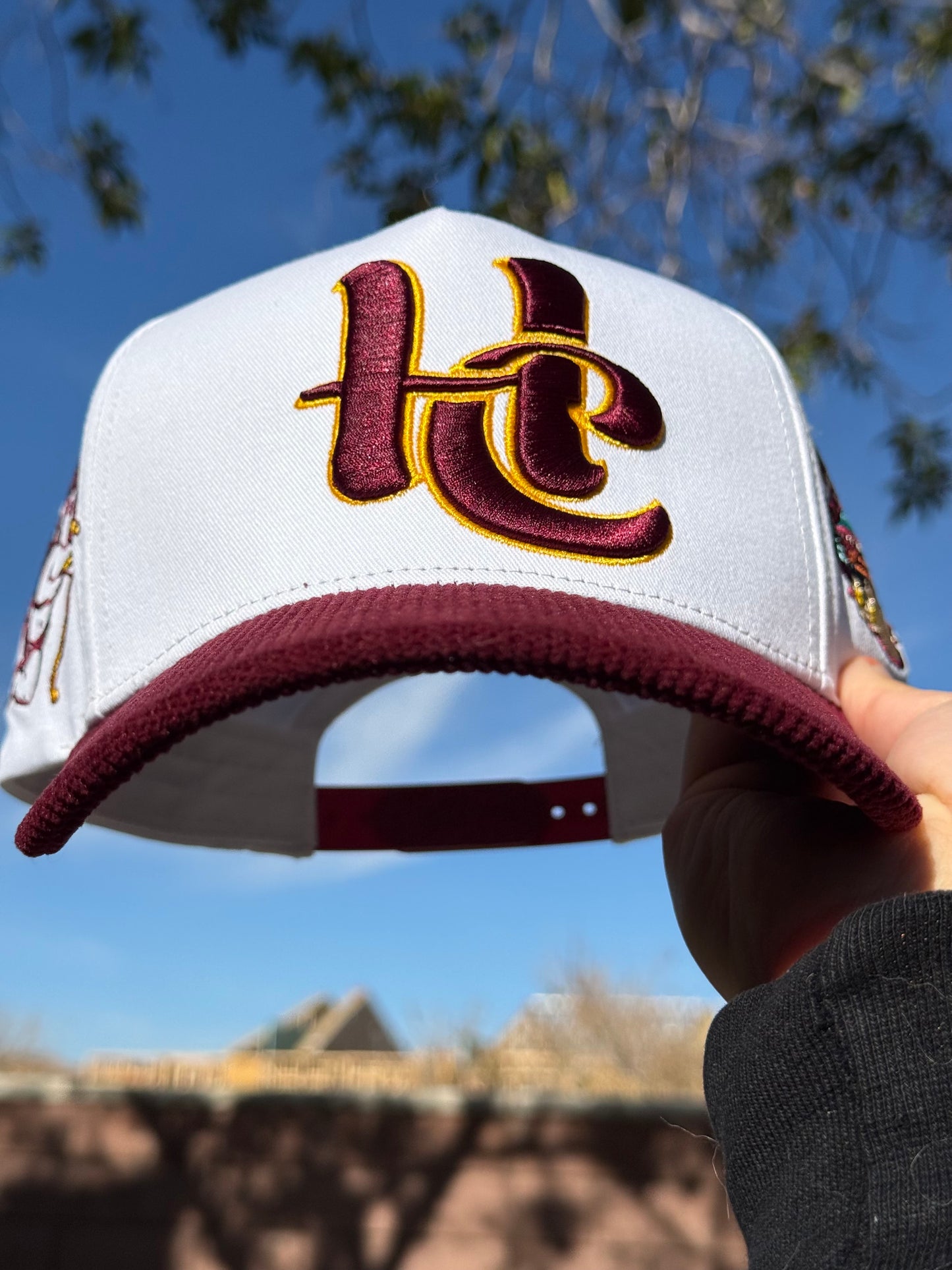 Burgundy Maroon Wine & Yellow Snapback