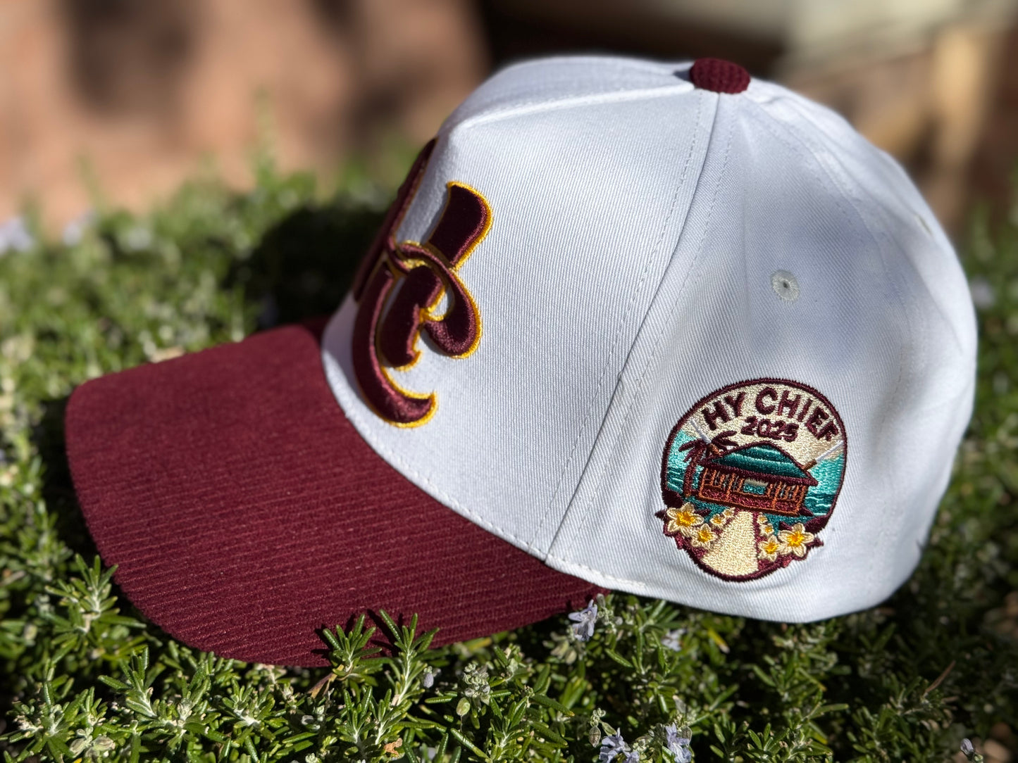 Burgundy Maroon Wine & Yellow Snapback